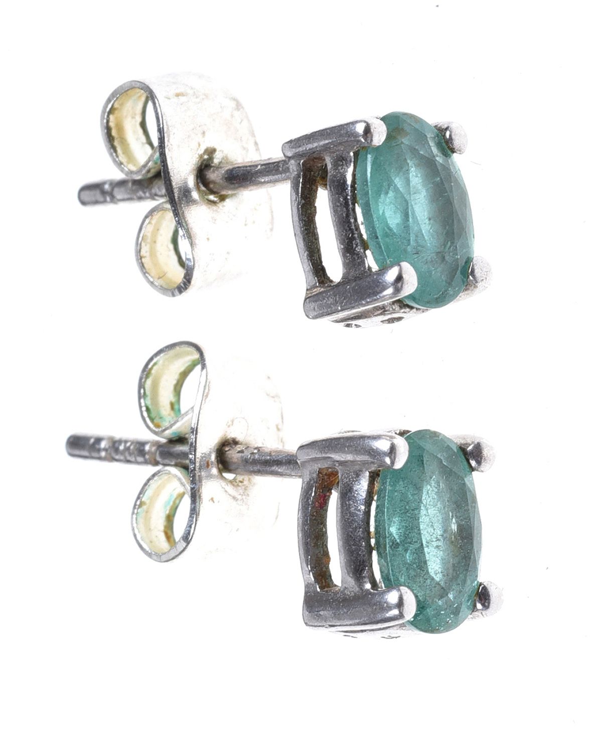 STERLING SILVER EMERALD RING & EARRING SET at Ross's Online Art Auctions