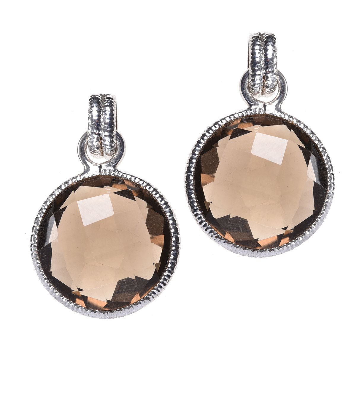 STERLING SILVER SMOKY QUARTZ EARRINGS at Ross's Online Art Auctions