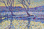 WINTER SNOW ALONG THE RIVER BANK by Paul Stephens at Ross's Online Art Auctions