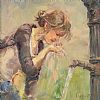 GIRL DRINKING FROM A WATER PUMP by Vittorio Cirefice at Ross's Online Art Auctions