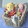 OLD TOYS IN A BASKET by Harriet Ennis at Ross's Online Art Auctions