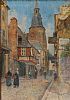 MORNING CONVERSATION, RUE DE L'HORLOGE, DINAN, BRITTANY by French School at Ross's Online Art Auctions