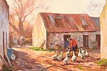 FEEDING GEESE by Donal McNaughton at Ross's Online Art Auctions