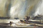 BEACHED FISHING BOAT by John Bampfield at Ross's Online Art Auctions