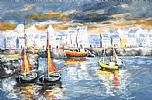 BOATS AT THE CLADDAGH, CO.GALWAY by Niall Campion at Ross's Online Art Auctions