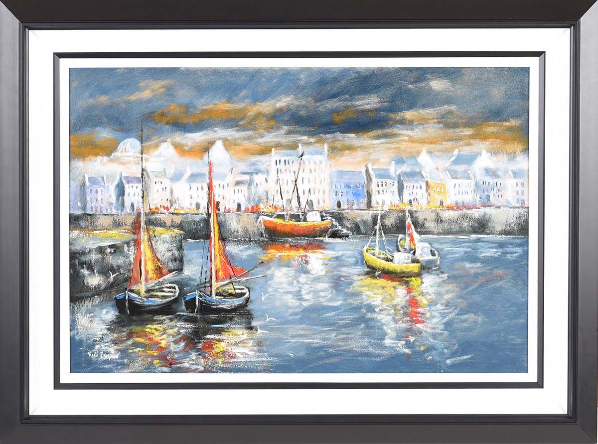 BOATS AT THE CLADDAGH, CO.GALWAY by Niall Campion at Ross's Online Art Auctions