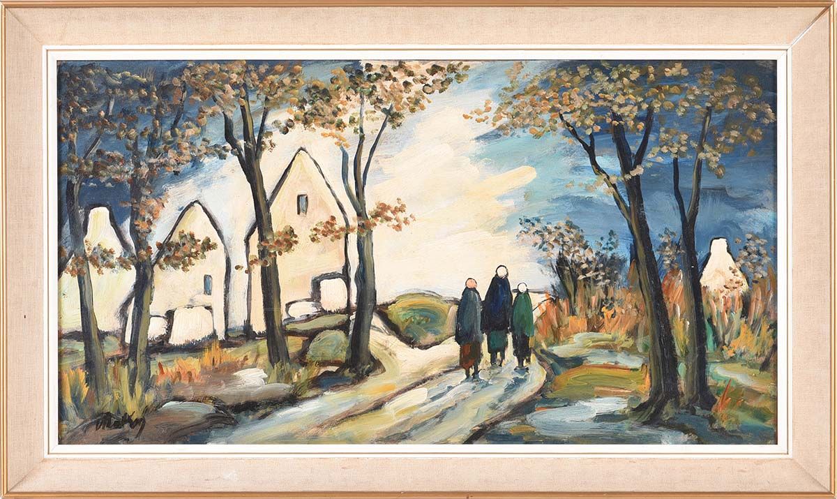 ON THE PATH TO THE COTTAGES by Markey Robinson at Ross's Online Art Auctions