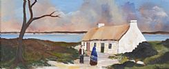 A CHAT BY THE COTTAGE by Irish School at Ross's Online Art Auctions