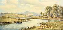 THE MOURNES FROM THE QUOILE RIVER, DOWNPATRICK by William Henry Burns at Ross's Online Art Auctions
