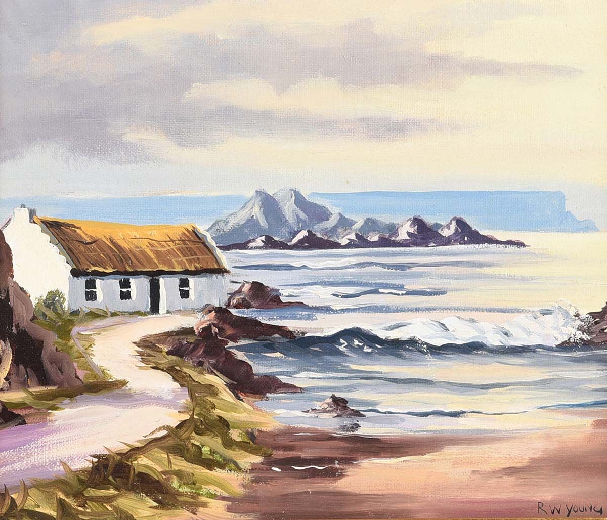 IRISH COASTAL COTTAGE by R.W. Young at Ross's Online Art Auctions