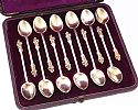 CASED SET OF SILVER PLATED APOSTLE SPOONS at Ross's Online Art Auctions