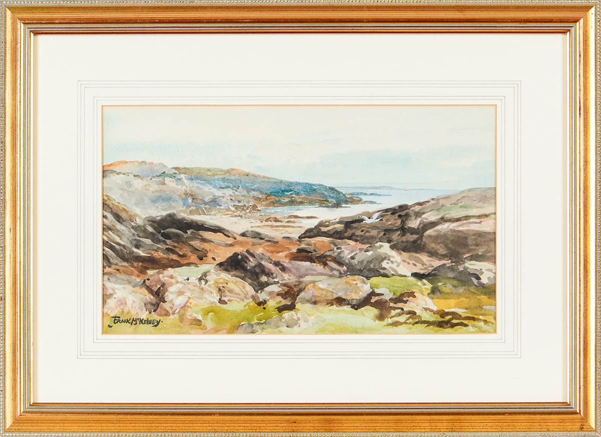 SEA AND ROCKS, DONEGAL by Frank McKelvey RHA RUA at Ross's Online Art Auctions