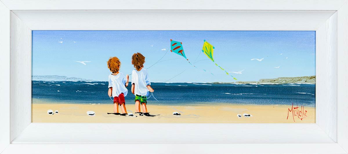 PALS FLYING KITES by Michelle Carlin at Ross's Online Art Auctions