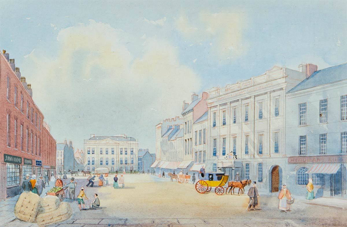 CASTLE PLACE BELFAST IN 1840 by Joseph William  Carey RUA at Ross's Online Art Auctions