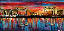 TITANIC DOCKS AT NIGHT by John Stewart at Ross's Online Art Auctions