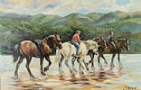 HORSES ON THE BEACH by Stephen Brown at Ross's Online Art Auctions
