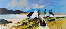 COASTAL COTTAGES, WEST OF IRELAND by Christopher Duncan at Ross's Online Art Auctions