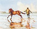 HORSE EXERCISING ON THE BEACH by Bobbie Anderson at Ross's Online Art Auctions