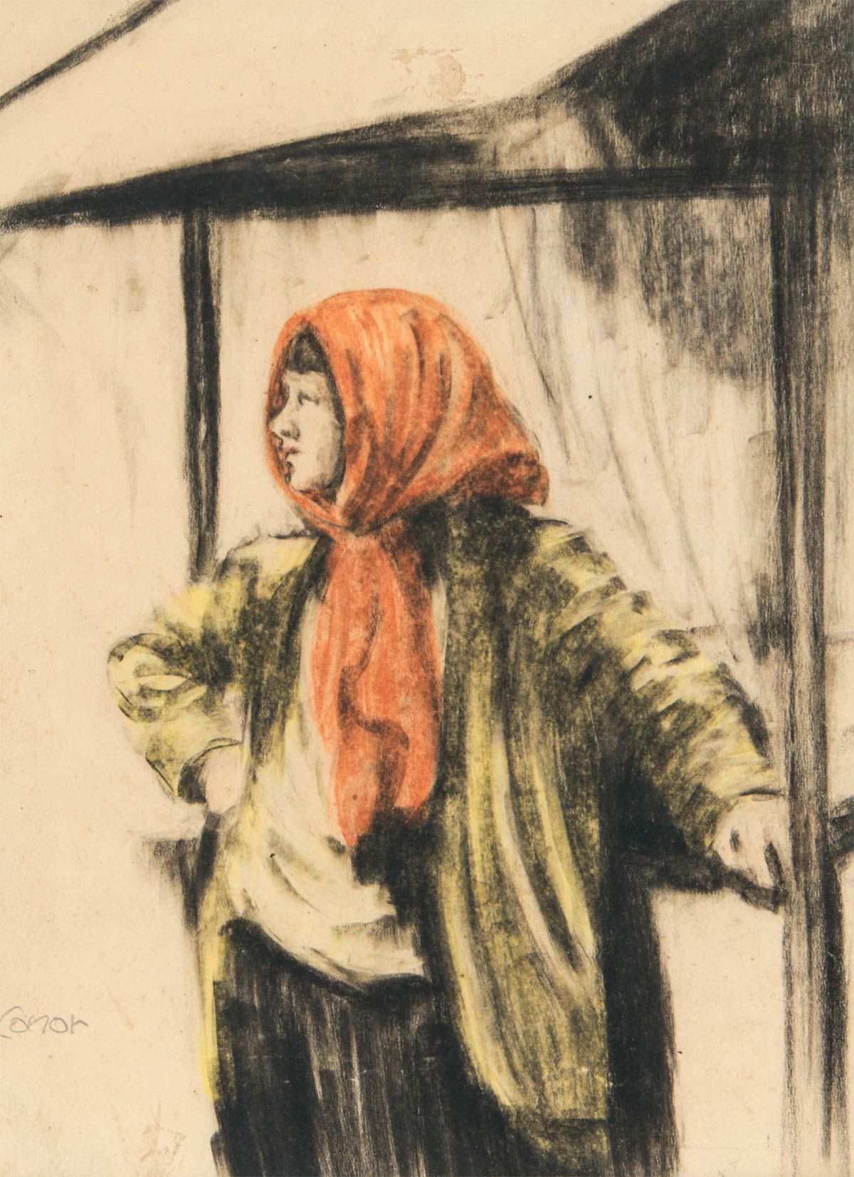 THE STALL KEEPER by William Conor RHA RUA at Ross's Online Art Auctions