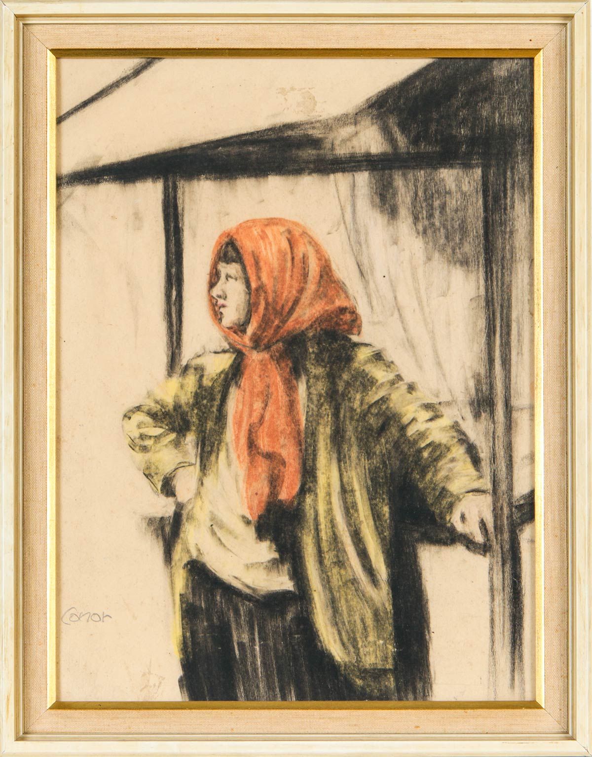 THE STALL KEEPER by William Conor RHA RUA at Ross's Online Art Auctions