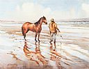 EXERCISING ON THE BEACH by Bobbie Anderson at Ross's Online Art Auctions