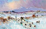 TENDING SHEEP BY THE SNOWCLAD MOURNES by William Cunningham at Ross's Online Art Auctions