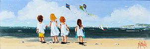 KITE FLYING ON THE BEACH by Michelle Carlin at Ross's Online Art Auctions