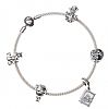PANDORA STERLING SILVER BANGLE WITH ASSORTED CHARMS at Ross's Online Art Auctions