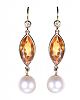 18CT GOLD CITRINE, PEARL & DIAMOND EARRINGS at Ross's Online Art Auctions