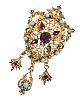 VICTORIAN GOLD-TONE AMETHYST & TURQUOISE BROOCH PENDANT at Ross's Online Art Auctions