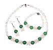 SILVER JADE & PEARL EARRING, BRACELET & NECKLACE SET at Ross's Online Art Auctions