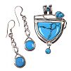 STERLING SILVER TURQUOISE RING, EARRING & PENDANT SET at Ross's Online Art Auctions