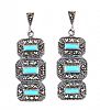 STERLING SILVER TURQUOISE & MARCASITE EARRINGS at Ross's Online Art Auctions