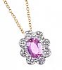 18CT GOLD PINK SAPPHIRE & DIAMOND PENDANT & CHAIN at Ross's Online Art Auctions