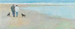 NEWCASTLE BEACH by Tom Carr HRHA HRUA at Ross's Online Art Auctions