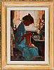 GIRL SEWING by Roy Petley at Ross's Online Art Auctions