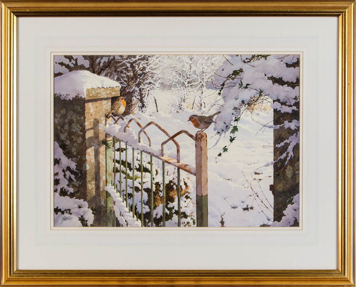 A PAIR OF BUSH ROBINS by Roy Gaston at Ross's Online Art Auctions