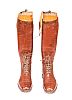 ANTIQUE LEATHER MILITARY BOOTS WITH WOODEN TREES at Ross's Online Art Auctions