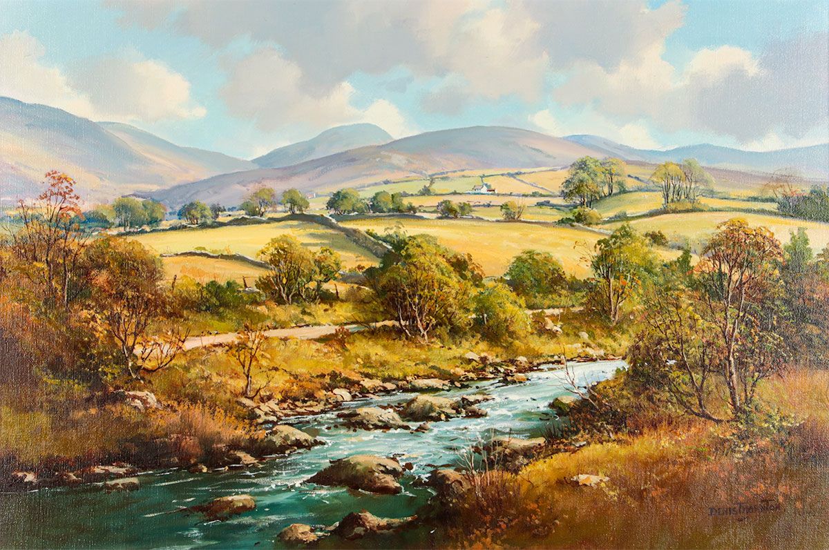 THE MOURNE MOUNTAINS NEAR HILLTOWN by Denis Thornton at Ross's Online Art Auctions