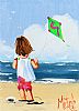 YOUNG GIRL WITH KITE by Michelle Carlin at Ross's Online Art Auctions