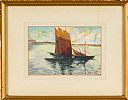 FISHING BOATS ON THE LOUGH by J.Langtry Lynas at Ross's Online Art Auctions