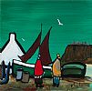 SHAWLIES BY THE BOAT by Irish School at Ross's Online Art Auctions