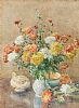 STILL LIFE , TEAPOT & FLOWERS by David Gould at Ross's Online Art Auctions