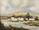 IRISH THATCHED COTTAGE by Robert T.  Cochrane at Ross's Online Art Auctions