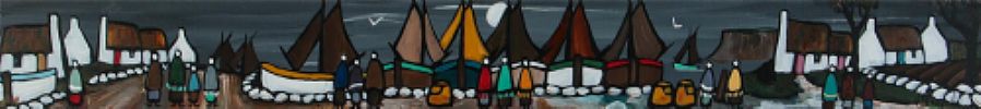 WEST OF IRELAND FISHING VILLAGE by Irish School at Ross's Online Art Auctions