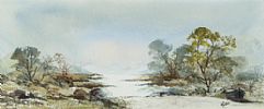 TREES BY THE WATERS EDGE by Mattie Waugh at Ross's Online Art Auctions
