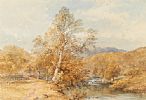 OVER HANGING TREE BY THE RIVER by J.Poole Addey at Ross's Online Art Auctions
