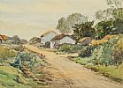 COTTAGES NEAR TEELIN , DONEGAL by Theo J. Gracey RUA at Ross's Online Art Auctions