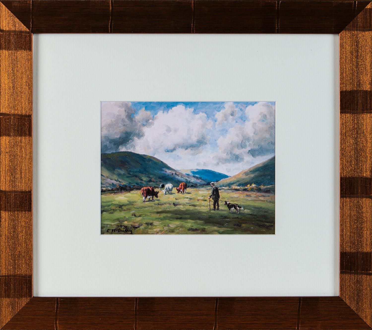 TENDING CATTLE by Charles McAuley at Ross's Online Art Auctions