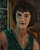 PORTRAIT, GIRL IN A GREEN DRESS by Renee Bickerstaff RUA at Ross's Online Art Auctions